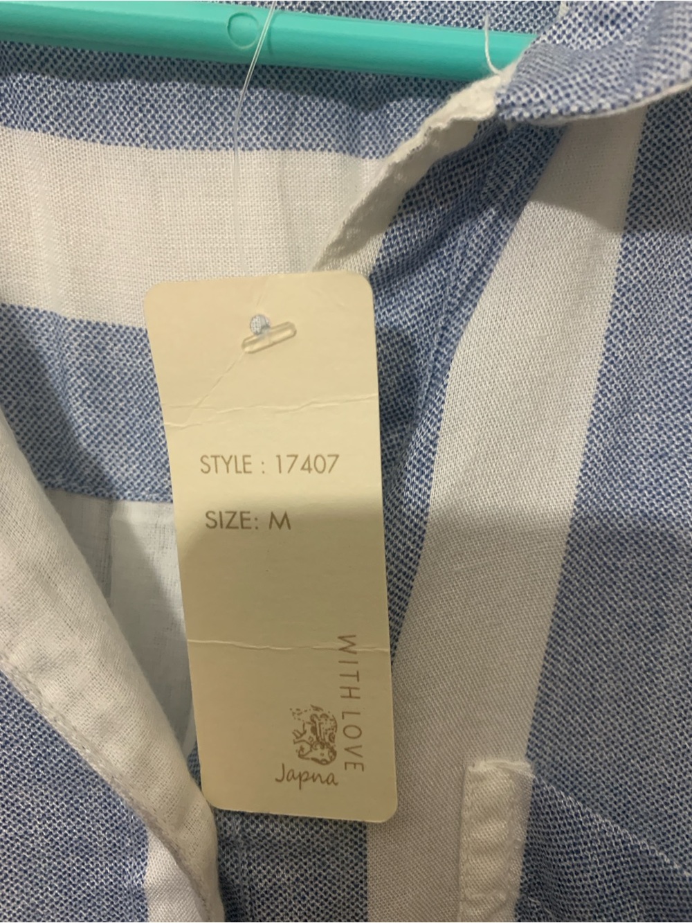 Women’s Japna Blue & White Striped Shirt Dress size Medium - Picture 3 of 12